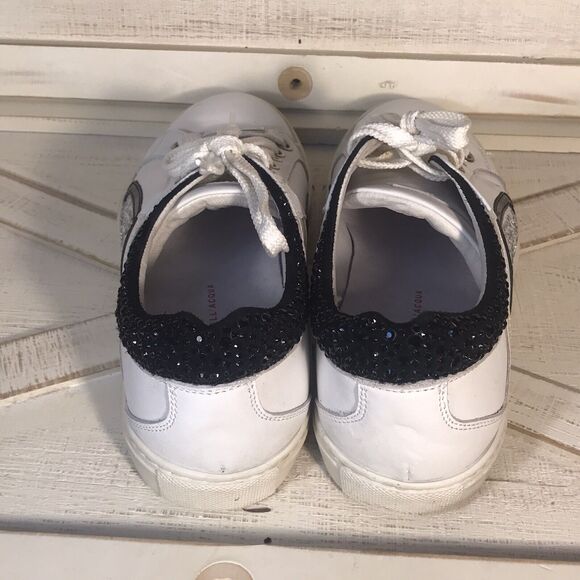 Alessandro Dell Alessandro Dell’ Acqua Leather Rhinestone Lace-up Sneakers White Sz US 7.5 EU 38